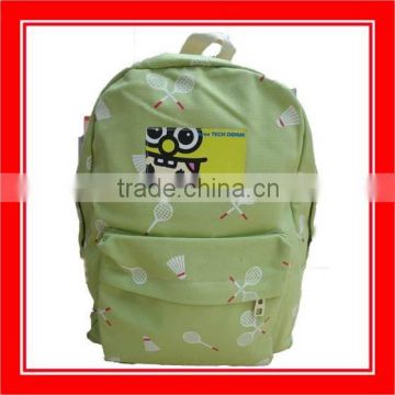 High Quality Products Bros White Badminton Rackets Pattern Printed Light Green Canvas Backpack