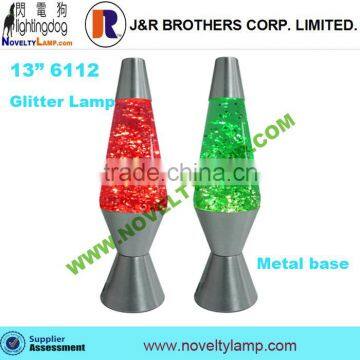 13" metal base conical glitter lamp cone shape glitter light