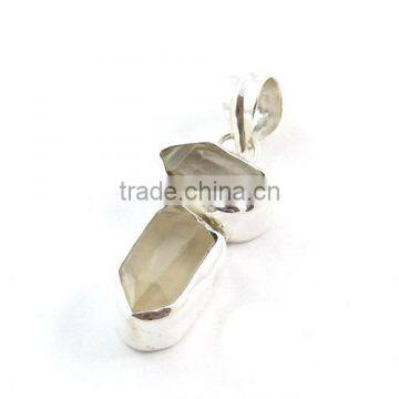 Crystal quartz pendant natural rough stone jewellery two stone pendant design