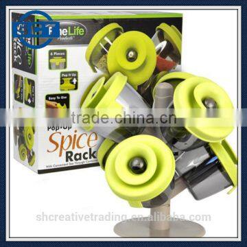 Pop Up Spice Rack Holder Set Spice Organizer Storage Tree with 6 Containers