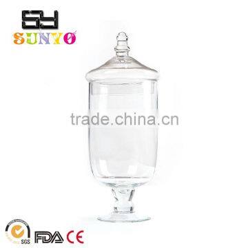 Mouth Blown Clear Glass Candy/Cookie Jar for Wedding