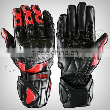 Motorbike Gloves Full grain genuine leather knuckle protection TPU protections at Fingers