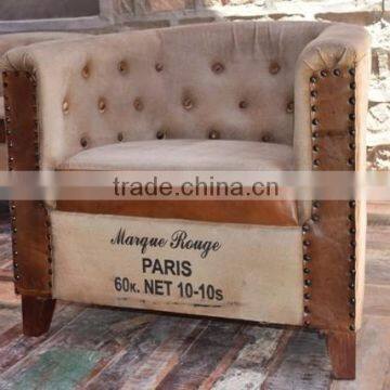 Industrial Furniture store , VINTAGE INDUSTRIAL CANVAS AND LEATHER SOFA