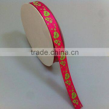 16mm 5/8inch single sided red decorative grosgrain ribbon in love and heart printing for gift cake card and craft