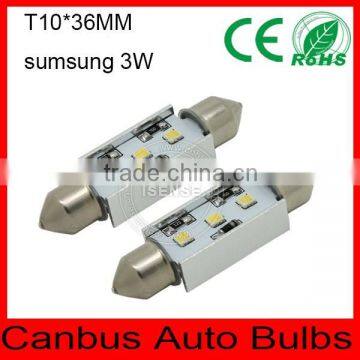 T10 led crees or sumsun festoon CANBUS 31mm 36mm 39mm 41mm license with aluminium car autobulb