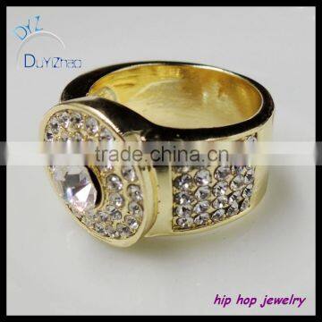 Wholesale hip hop diamond ring for men jewelry with big crystal