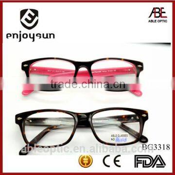 high quality 2015 double colors Light color acetate hand made spectacles optical frames eyewear eyeglasses