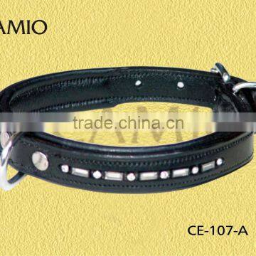 CE 103-A Leather Dog collar Diamond