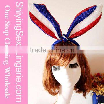 Hot Selling Womens Fashion Rushed Multicolor Rabbit Ears Blue Headbands