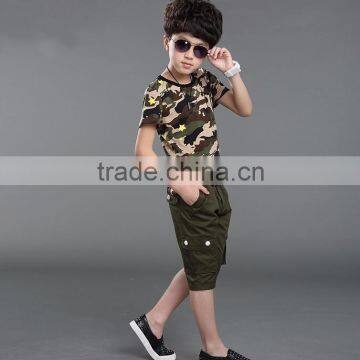 Boys Short Sleeve Cotton Handsome Camouflage Suit photo-4