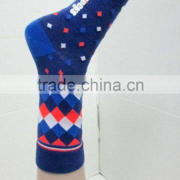 Diamond multi colored custom dress socks