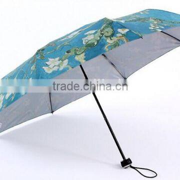 promotional beauty plum blossom custom made 3 fold umbrella rain gear