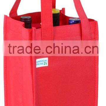 Red Non-Woven Four-bottle Wine Bag