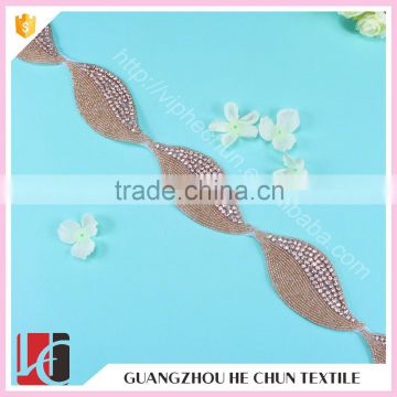 HC4778-1 Hechun Leaf Shape Fashion Beaded Fabric Trim for Long Evening Dress