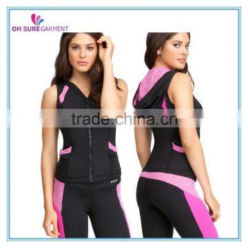 86% nylon 14% spandex dry fit sleeveless ladies active jackets