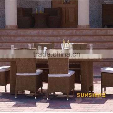 Rattan dining set rustic restaurant furniture chairs and table FCO-2077