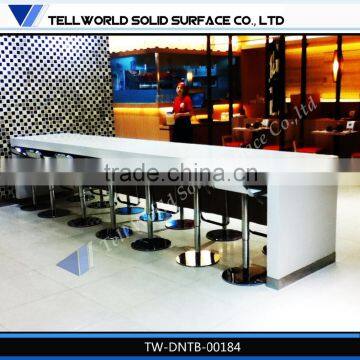 Restaurant Design White Long Artificial Marble Table Top