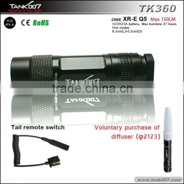 one mode CREE Q5 LED Aluminum camping flashlight TANK007 TK360