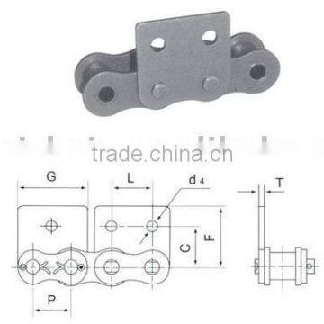 Short pitch conveyor chain with attachments