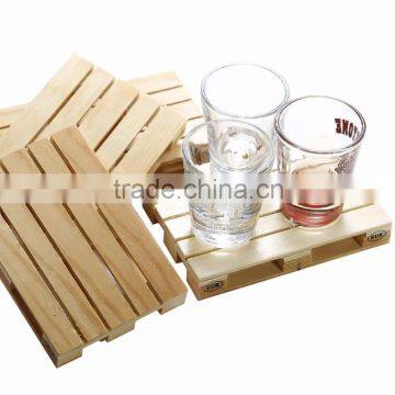 Wholesales Handmade Custom Cheap Unfinished Bar Pine Wooden Wine Glasses Coaster photo-5