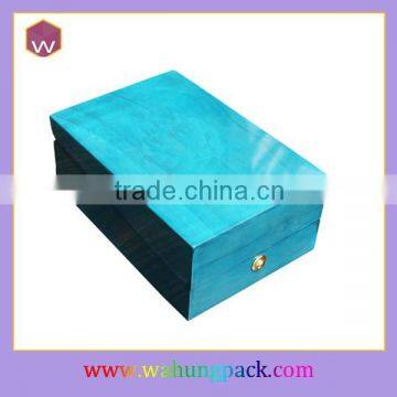 Hand Craft Blue MDF Perfume Box Bottle Beautiful Packaging Perfume Box Custom