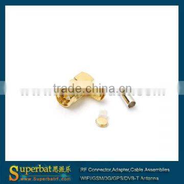 SMA Crimp Plug right angle connector for LMR195 sma micro-strip rf connector