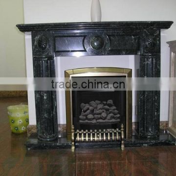 black artificial stone fireplace