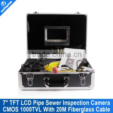 7'' TFT LCD Waterproof Pipe Sewer Inspection Camera Color 1/3 CMOS 1000TVL 12Leds Endoscope Snake Camera