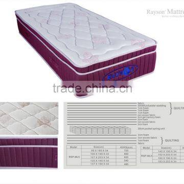 Rayson comfortable sleep pillow top pocket spring mattress