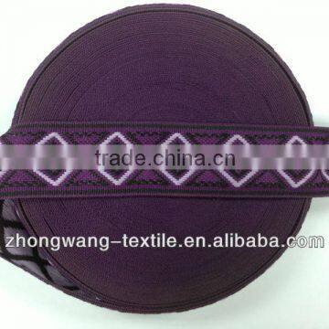 Soft purple plaid polylester webbing for bags