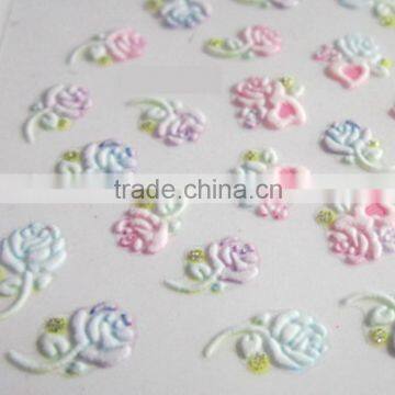 Custom floral puffy for valentines nail art decals holiday rose flower nail art stickers suppliers