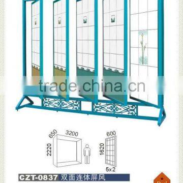 Double side turn page screen tile display rack