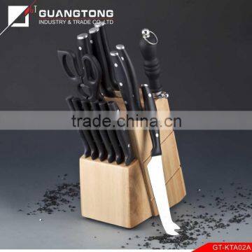 15 pcs forged pom handle kitchen knife set with rubber wood play german knife