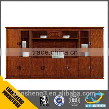 Luxury antique Europe design walnut color wooden filling cabinet