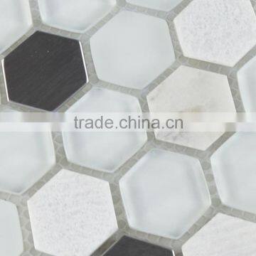 Glass&marble Mosaic Design, Hexagonal Series new mosaic (SP220)