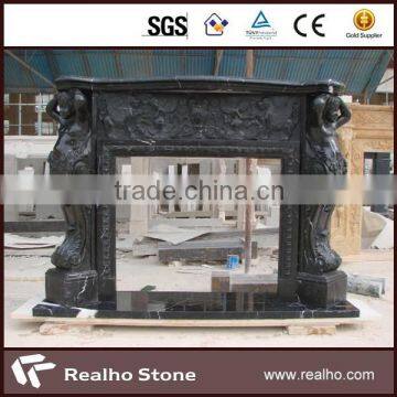 black marquina marble fireplace