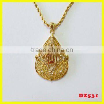 18kgp beautiful gold allah pendants necklace alloy jewelry