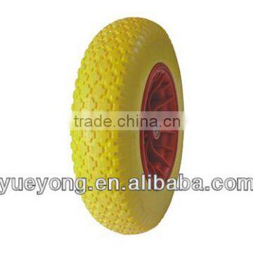 4.00-8 polyurethane rubber wheels/flat free wheel/metal rim PU foam wheel/