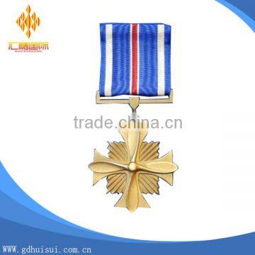 Top design custom gold leaf medal with short ribbon