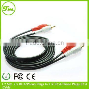 1.2 Mtr 2 x RCA/Phono Plugs to 2 X RCA/Phono Plugs RCA Cable