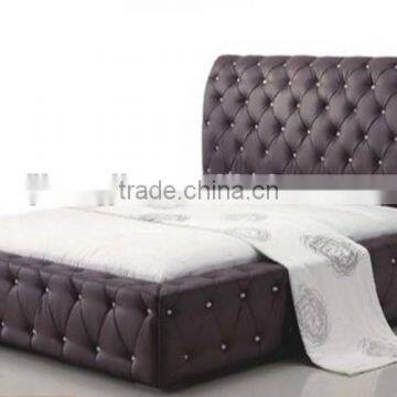 Curved Headboard Bonded leather PU Diamante Bed