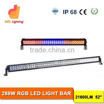 50inch 288w 4x4 offroad multi color rgb led light bar with wireless remote control