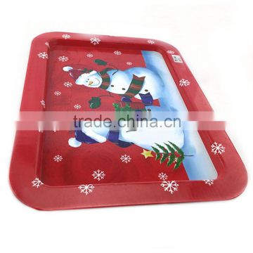 dongguan stackable rectangular print metal tin tray for christmas