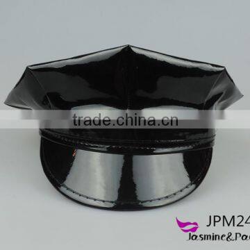 Leather police officer hat uniform cap simple octagonal cap