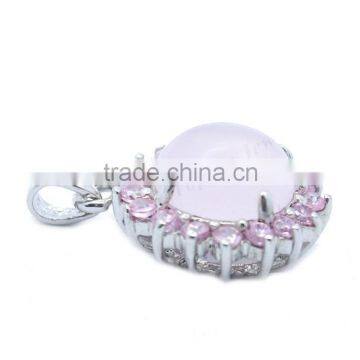 Attractive Newest Style Pendant 925 Sterling Silver Big Pink Stone Pendant photo-2