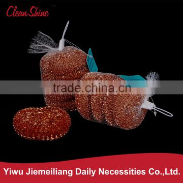 copperized scrubber, copper mesh cleaning scourers,4pc cleaning ball into a mesh bag