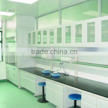 Heavy Duty Steel And Wood Lab Wall Work Benches With Wooden Overhead Cabinet in Biology/Chemistry/Pathology Laboratory Furniture