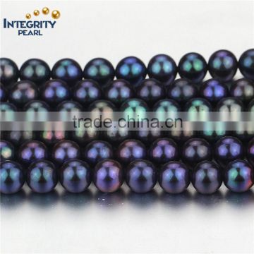 High quality peacock round shape pearl strands size 7-8mm grade AA real freshwater pearl string