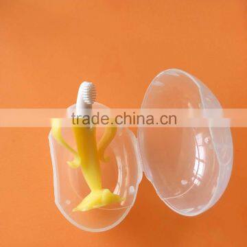 Baby Infant Training Banana Toothbrush and Teether, Turtle Base Banana Shape Teether Toys