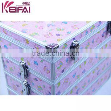 Personalized Lockable Hardshell Pink Makeup Boxes With Compartments photo-3